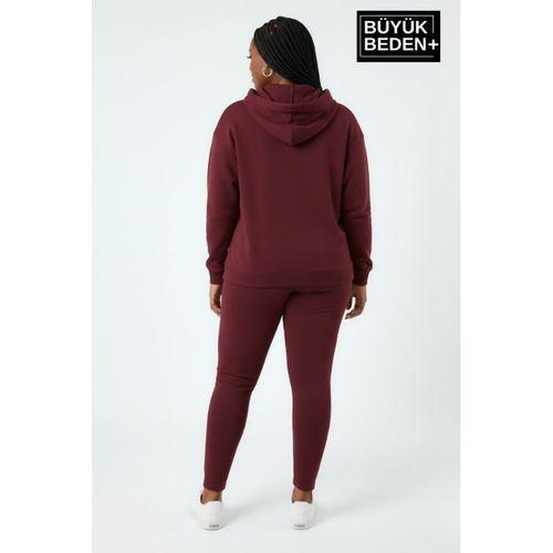 Kadın Büyük Beden Kapşonlu ince Sweatshirt SPR24BSWK57