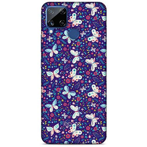 Oppo Realme C15 Kılıf Kelebek Etkisi (3) Kapak Kırmızı Lacivert