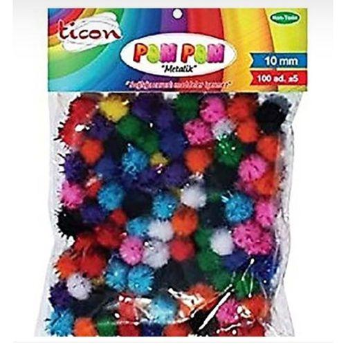 Ticon Metalik Simli Ponpon 10Mm 100Lü - 3 paket