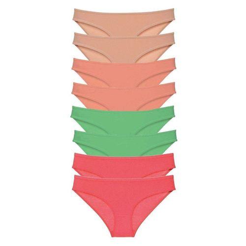 8 Adet Süper Eko Set Likralı Kadın Slip Külot Ten Pudra Yeşil Fuşya