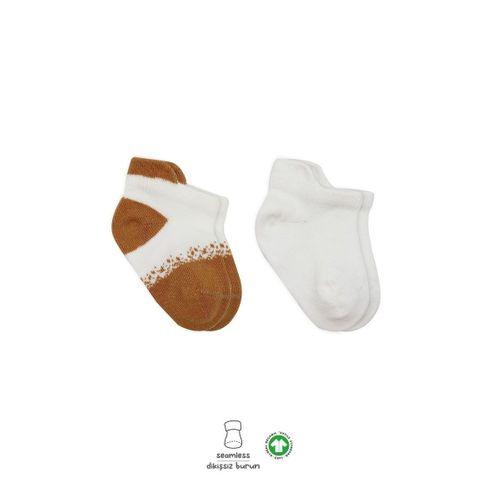 Bistyle 2'Li Penye Sneakers Çorap BS20105 Ekru Hardal