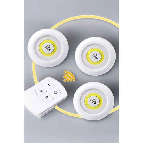 Led Lamba 3'lü Uzaktan Kumandalı Yapışkanlı Beyaz Işık