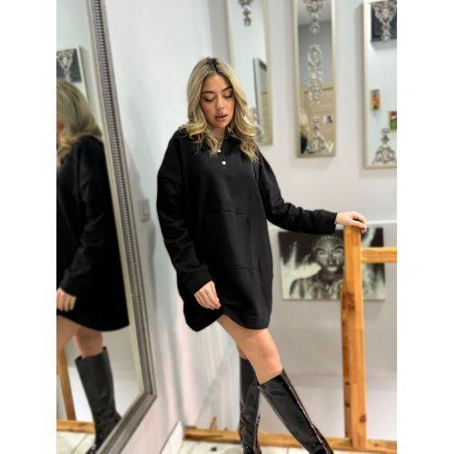 Kadın Uzun Kollu Kapşonlu Bağcıklı önden Düğmeli Ve Cepli Iki Iplik şardonlu Elbise