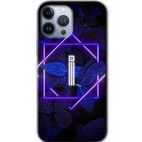 iPhone 13 Pro Max Kılıf Baskılı Kapak - Dark Neon Yaprak İ Harfi +Tam Ekran Koruyucu