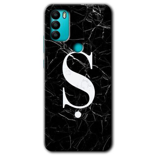 GM 21 Plus Kılıf HD Desen Baskılı Arka Kapak - Siyah Mermer Desenli Ş Harfi + Kırılmaz Cam