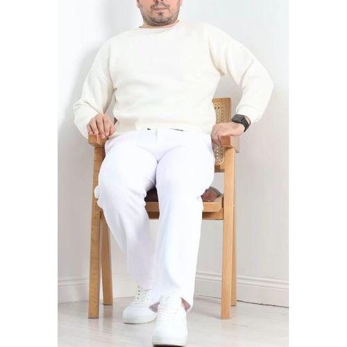pilelistore Örme Kumaş Pantolon Beyaz
