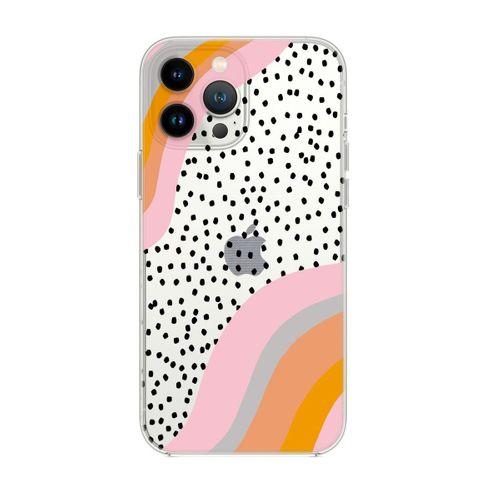 iPhone 14 Pro Max Uyumlu Points Desenli Şeffaf Silikonlu Telefon Kılıfı