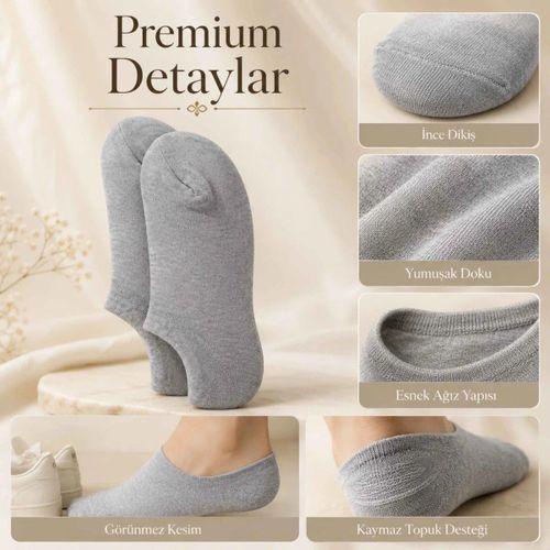 Kadın Görünmez Sneaker Babet Çorap 12'li | Geri Dönüşüm İplikli, Nefes Alan, Siyah Beyaz Gri