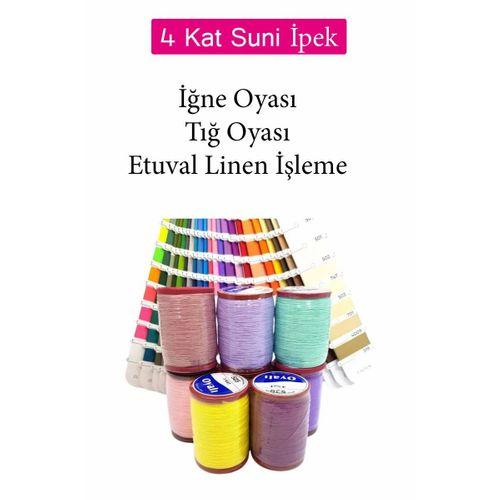 Oyalı 4 Kat Suni İpek İplik İğne Oyası Boncuk İpi Tığ Oyası No:728