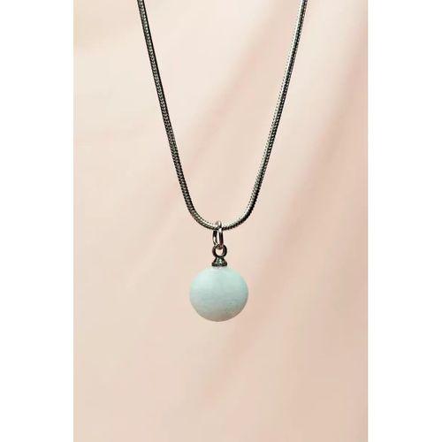 Kalsedon Doğal Taşı Zincirli El Yapımı Kolye Uç: 1,5 cm Zincir: 20 cm Kutulu