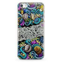 Apple iPhone 5s Kılıf Deniz Mahsulleri Doodle Arka Kapak Koruma Desenli Full Koruyucu
