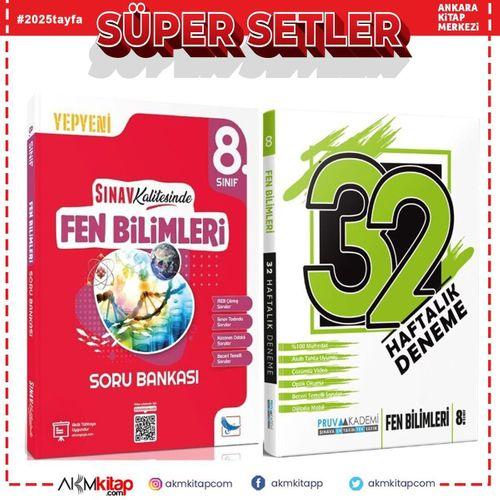Sınav Yayınları 8. Sınıf Fen Bilimleri Sınav Kalitesinde Soru Bankası ve Pruva 32 Haftalık Deneme Seti 2 Kitap