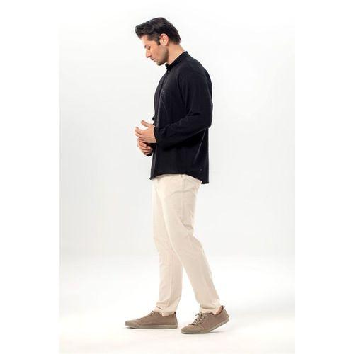 Uzun Kol Şile Bezi Tek Cepli Hakim Yaka Erkek Yazlık Tshirt Siyah 3003