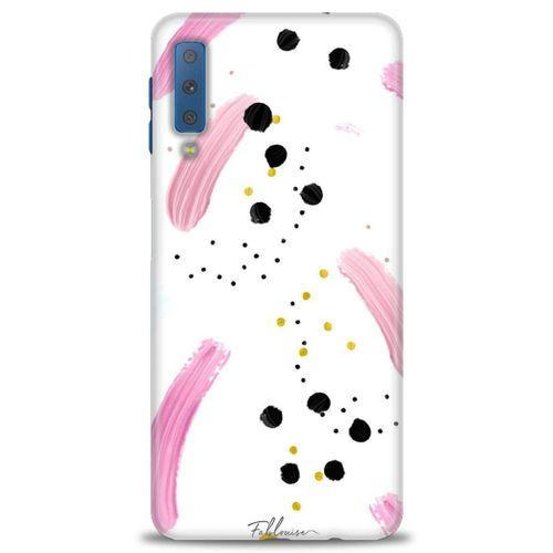 Samsung Galaxy A7 2018 Kılıf HD Baskılı Kılıf - Pembe ve Benekler + Tam Ekran Koruyucu