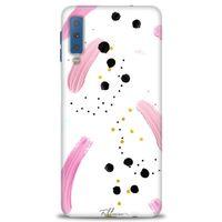Samsung Galaxy A7 2018 Kılıf HD Baskılı Kılıf - Pembe ve Benekler + Tam Ekran Koruyucu