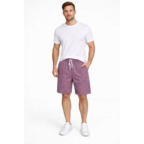 Erkek Pötikareli Şort – Beli Lastikli Bağcıklı, Cepli, Rahat Kesim Günlük Yazlık Şort - Gül Kurusu