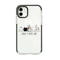 iPhone 11 Casetify Şirin Kedicikler Desenli Anti Shock Premium Silikonlu Siyah Kenar Detaylı Telefon