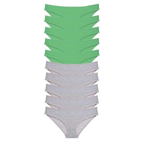 10 adet Süper Eko Set Likralı Kadın Slip Külot Yeşil Gri