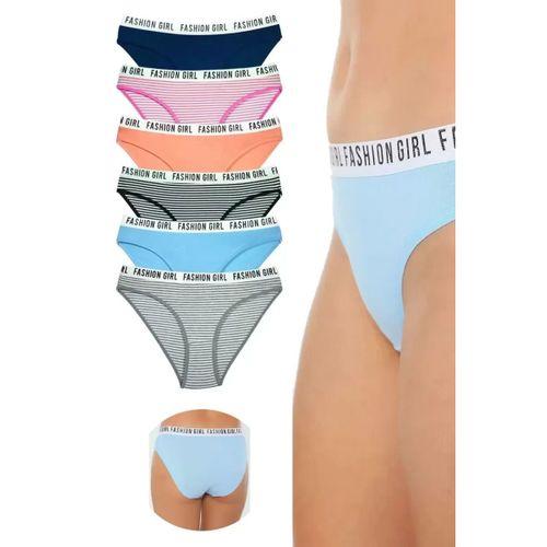 6 Adet Beli Yazılı Lastik Pamuk Kadın Külot