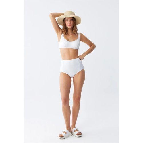 Kadın Basic Beyaz Pedli Yüksek Bel Bikini Takımı
