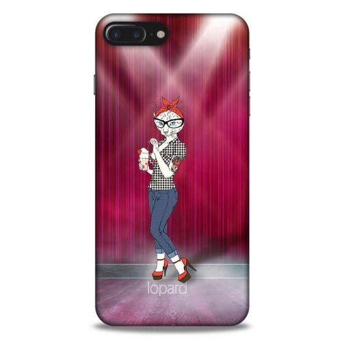 Apple Iphone 8 Plus Kılıf FunnyMaX (50) Shockproof Kılıf Koyu Pembe Kedi