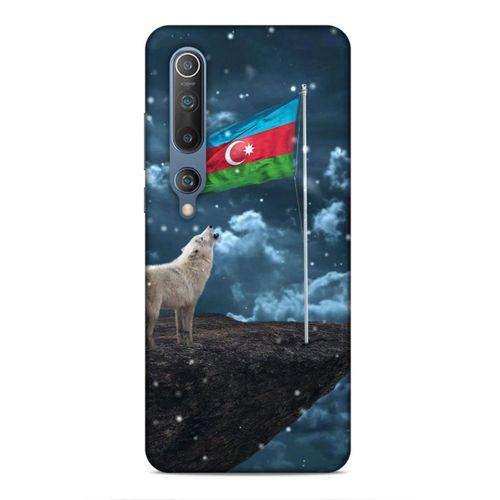 Xiaomi Mi 10 Uyumlu Kılıf Azarbaijan (25) Antişok Kapak Kurt Bayrak