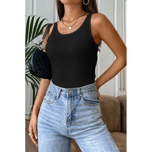 Kadın Siyah Kolsuz Kalın Askılı Uzun Crop Top Bluz & Atlet Modern Basic Üst