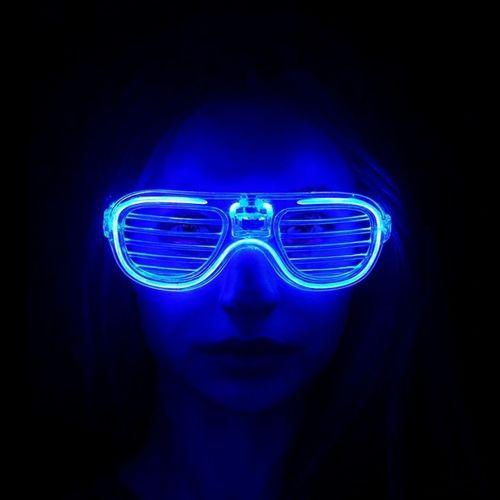 Mavi Led Işıklı Parti Gözlüğü - Neon 3 Modlu