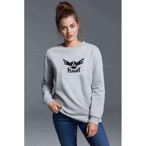Flight Logo Air Flight Logo Baskılı Gri Kadın Sweatshirt