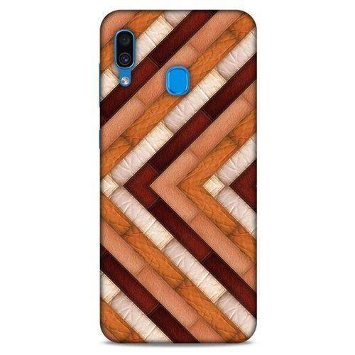 Samsung Galaxy A30 Kılıf Patchwork (40) Fit Silikon Kılıf Kahverengi Beyaz