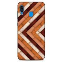 Samsung Galaxy A30 Kılıf Patchwork (40) Fit Silikon Kılıf Kahverengi Beyaz