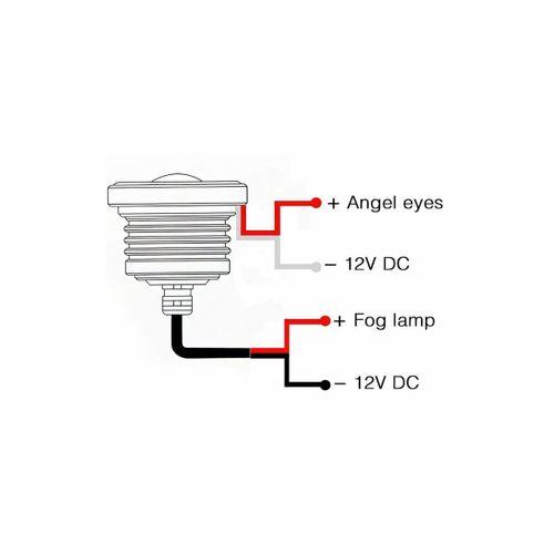 Mercekli Angel Yuvarlak Led Beyaz Sis Farı 7.6cm Metal Gövde