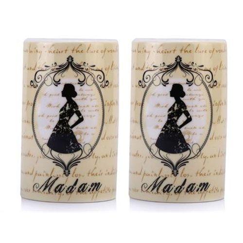 2 Adet Seramik Diş Fırçalık Madam Desenli 7X7X11Cm Banyo Seti