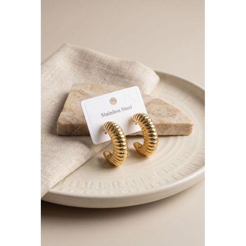 316L Çelik Gold Renk Bombeli Kroasan Model Küpe