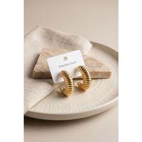 316L Çelik Gold Renk Bombeli Kroasan Model Küpe