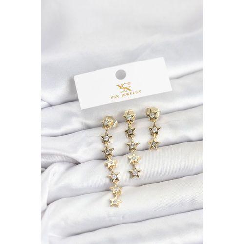 Pirinç Gold Renk Yıldız Model YSX Trio Küpe Seti - TJ-BKP11554