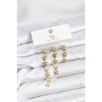 Pirinç Gold Renk Yıldız Model YSX Trio Küpe Seti - TJ-BKP11554