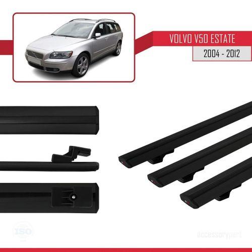 Volvo V50 Estate 2004-2012 Arası ile uyumlu Basic Model Ara Atkı Tavan Barı SİYAH 3 ADET