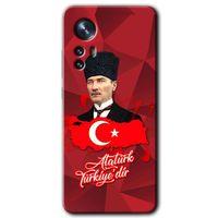 MRCİLETİSİM Xiaomi Mi 12 Pro Kılıf HD Desen Baskılı Arka Kapak + Temperli Cam - Atatürkiye