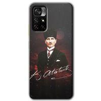 MRCİLETİSİM Xiaomi Redmi Note 11T Kılıf HD Desen Baskılı Arka Kapak + Temperli Cam - Kemal Atatürk
