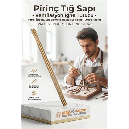 Pirinç Tığ Sapı - Ventilasyon İğne Tutucu Peruk İşleme, Saç Ekimi ve Hassas El İşçiliği Tutucu Aparat  723118