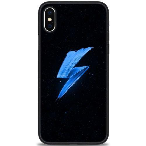 iPhone X Kılıf HD Baskılı Kılıf - Mavi Şimşek + Tam Ekran Koruyucu