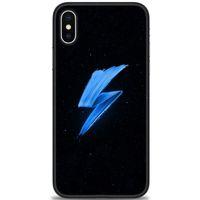 iPhone X Kılıf HD Baskılı Kılıf - Mavi Şimşek + Tam Ekran Koruyucu