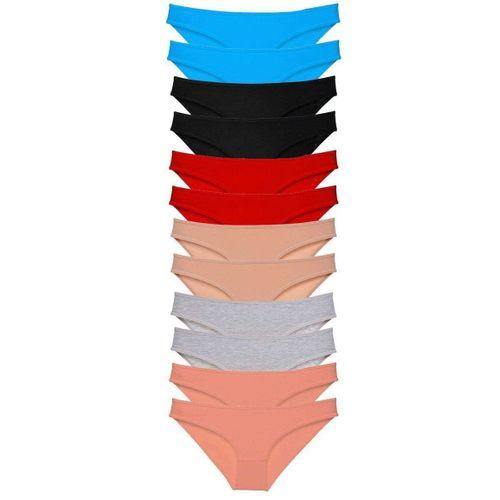 12 Adet Eko Set Likralı Kadın Slip Külot Çok Renkli 1