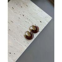 Taşlı Küpe - Kahverengi