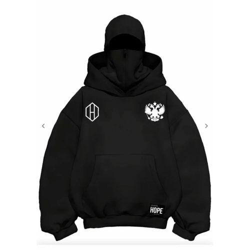 Samuray Ninja Çift Kapşonlu ZIP Fermuarlı Kanguru Çepli Tam Fermuarlı ön Arka - Siyah