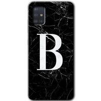 Galaxy A51 Kılıf HD Desen Baskılı Arka Kapak - Siyah Mermer Desenli B Harfi + Kırılmaz Cam