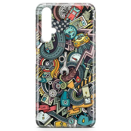 Huawei Nova 5t Kılıf Driver Doodle Arka Kapak Koruma Desenli Full Koruyucu