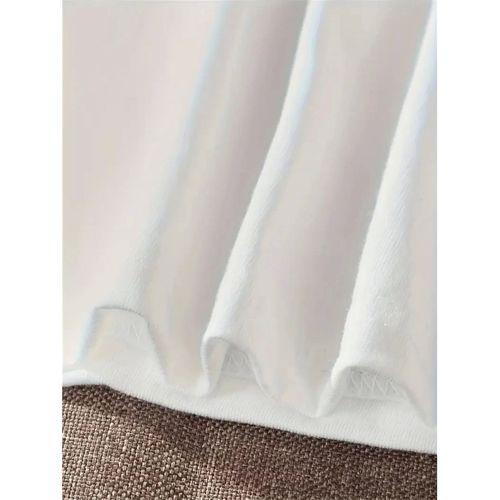 Baskılı Oversize Bisiklet Yaka T-shirt - Beyaz