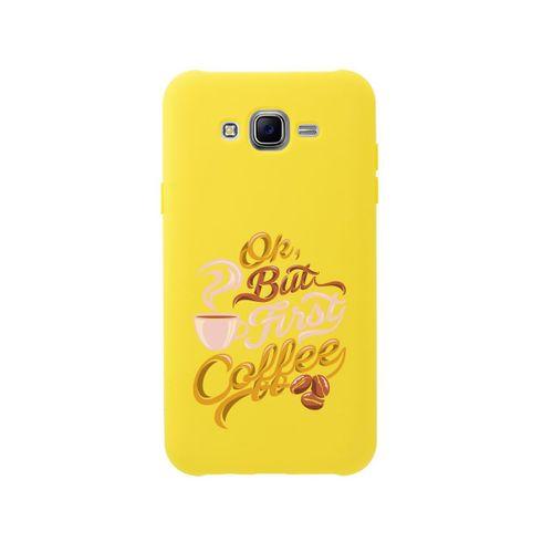 Samsung J7 2015 First Coffee Premium Silikonlu Sarı Telefon Kılıfı